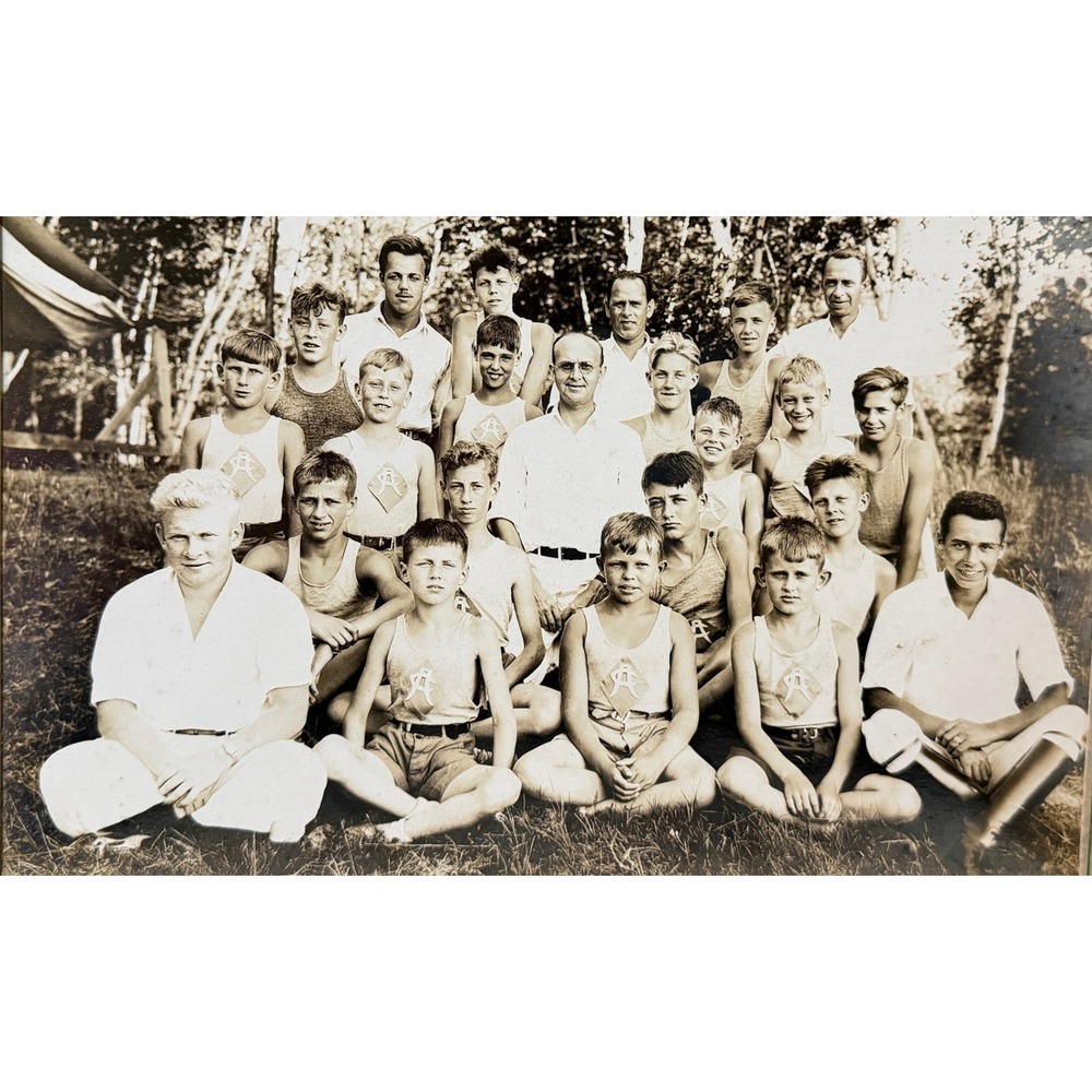 Vintage New England 1920s Boys Camp Original Photo Atkins Studio Waterville ME - Picture 3 of 14